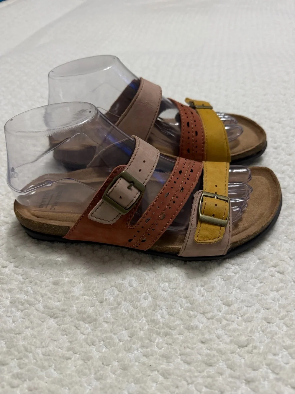 Earth Origins Orono Felix Adjustable Slide Sandals Amber Yellow Women’s Size 7